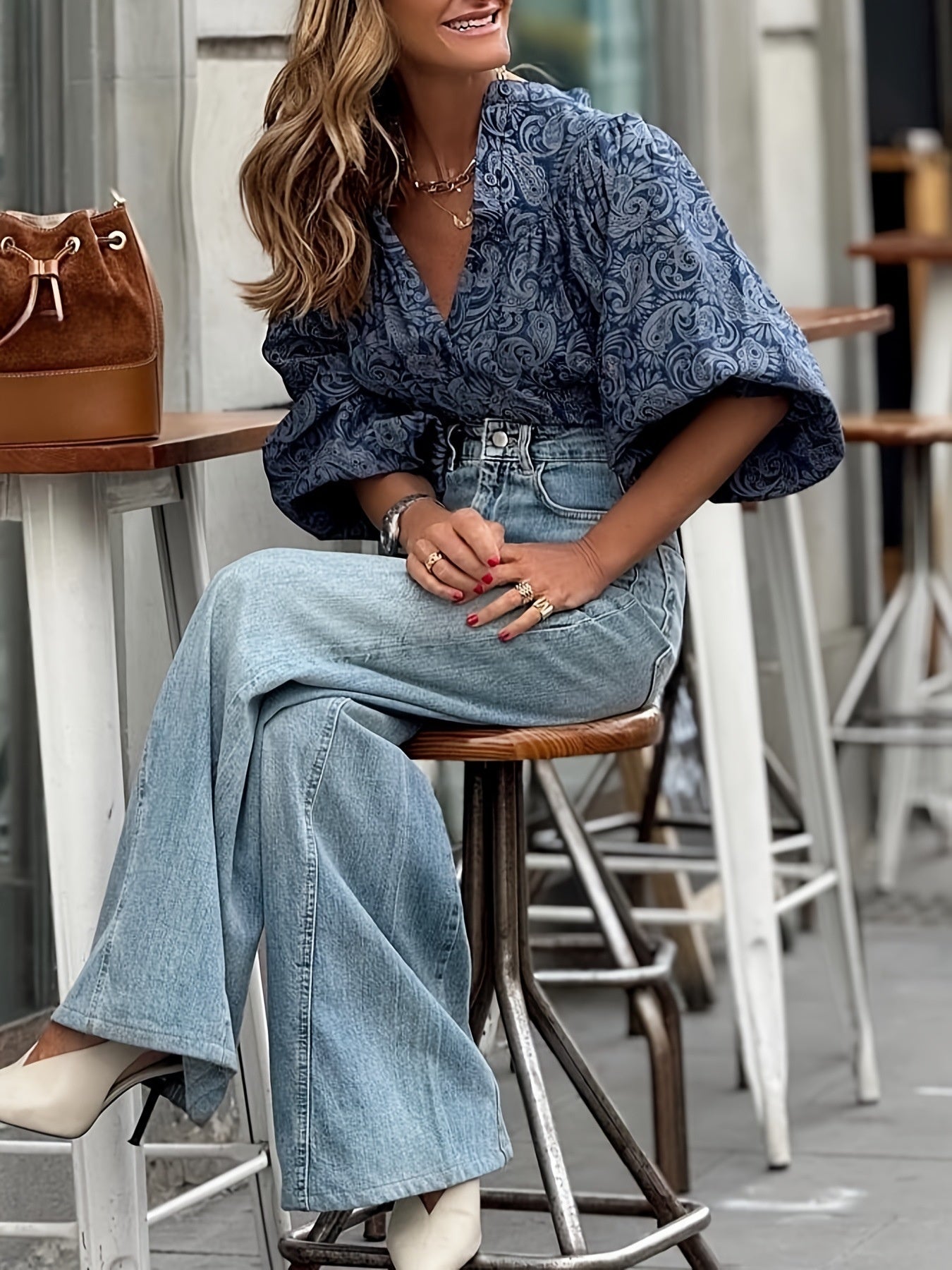 Casual Printed Puff Sleeve Blouse Shirt - Eve & Kith