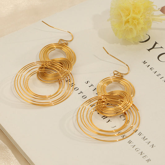 New Stylish Niche-design Titanium Steel Gold-plated Geometric Earrings - Eve & Kith