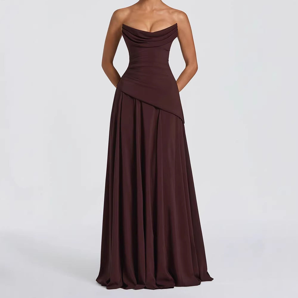 Womens Slim-Fit, Fashionable New Ruched Tube Dress