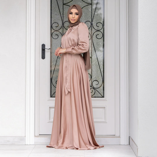Fashion Large Hem Satin Dress - Eve & Kith