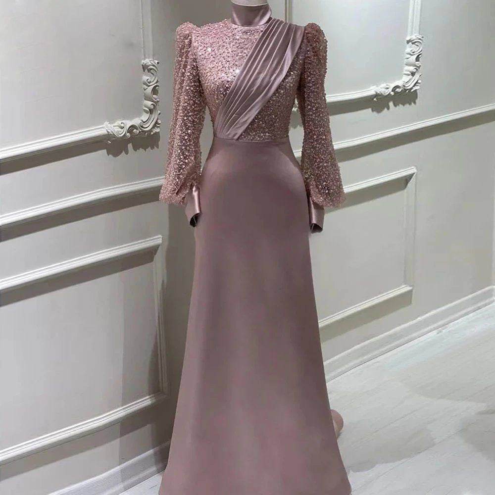 Stand Collar All-inclusive Long Sleeve Detachable Evening Dress Elegant Elegant Two-piece Suit - Eve & Kith