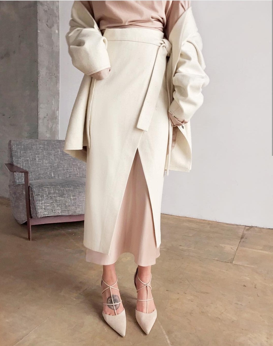 Padded skirt long skirt