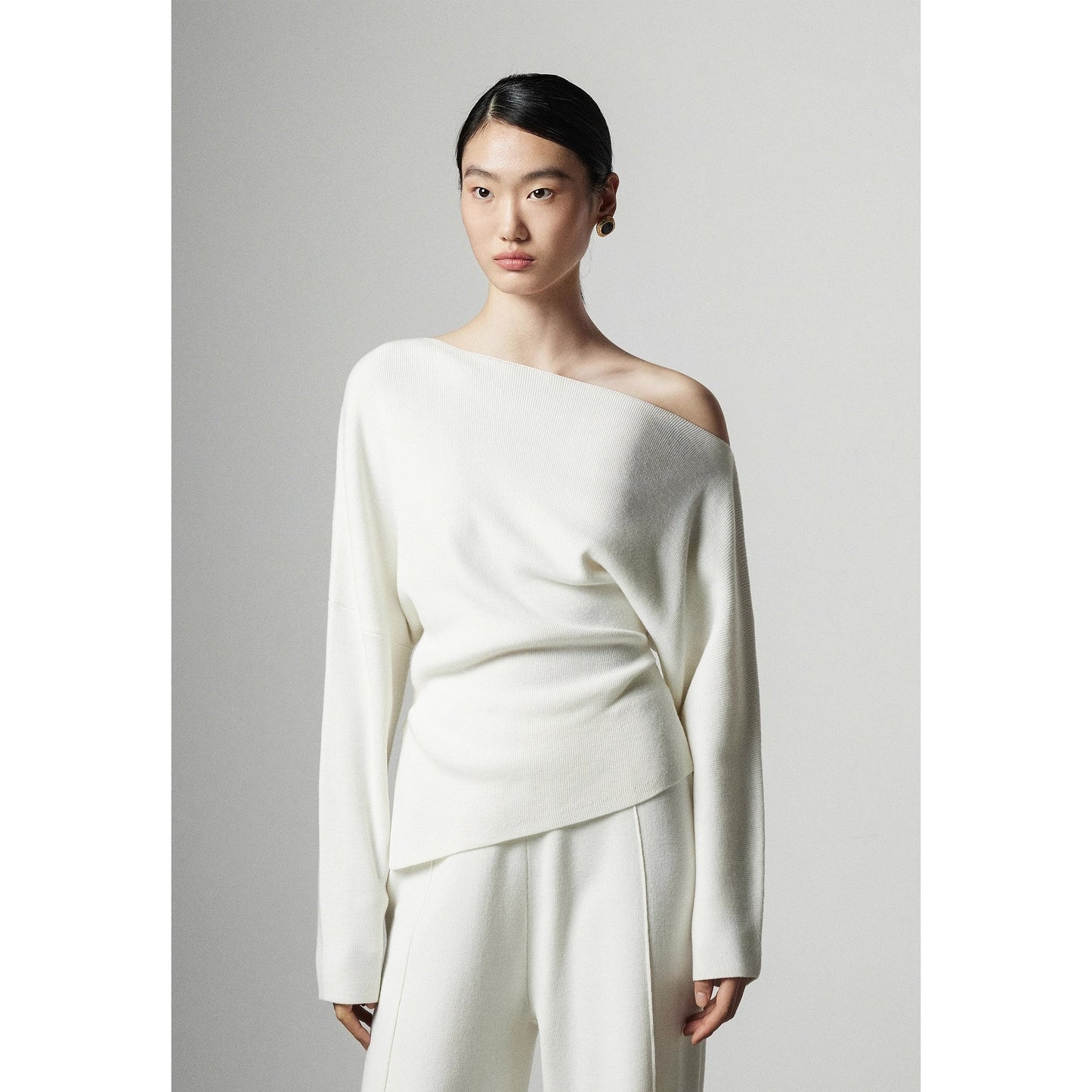 Lazy Wind Diagonal Shoulder Knit Bottoming Shirt - Eve & Kith