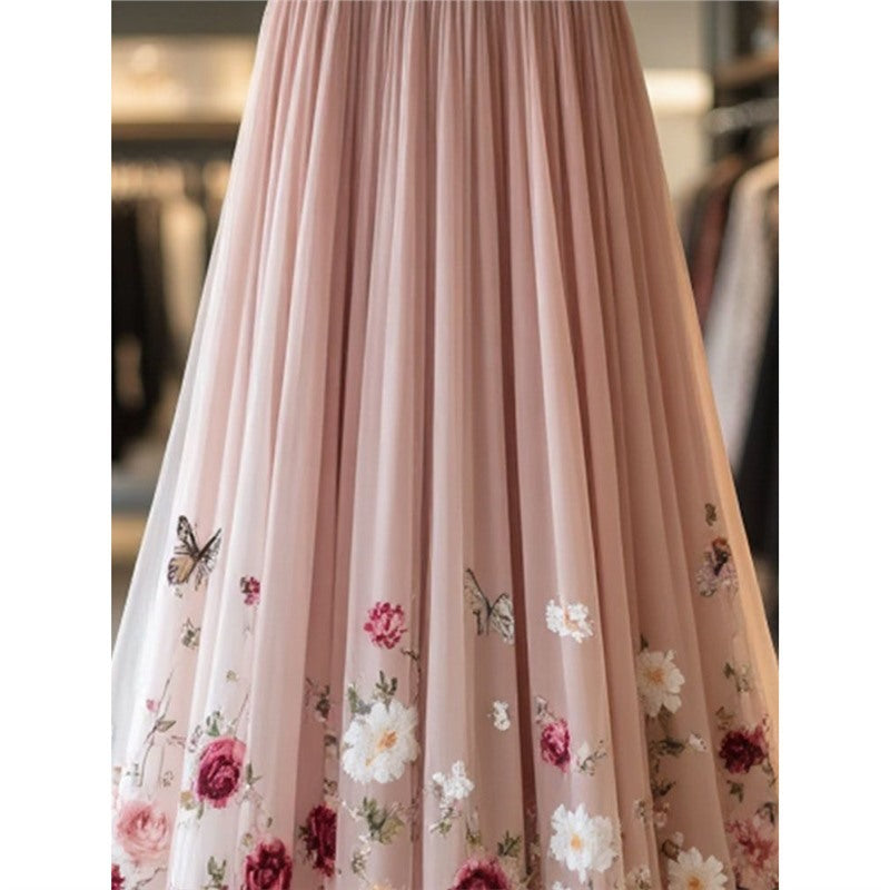 Womens Delicate And Sweet Rose-Print Midi Skirt - Eve & Kith