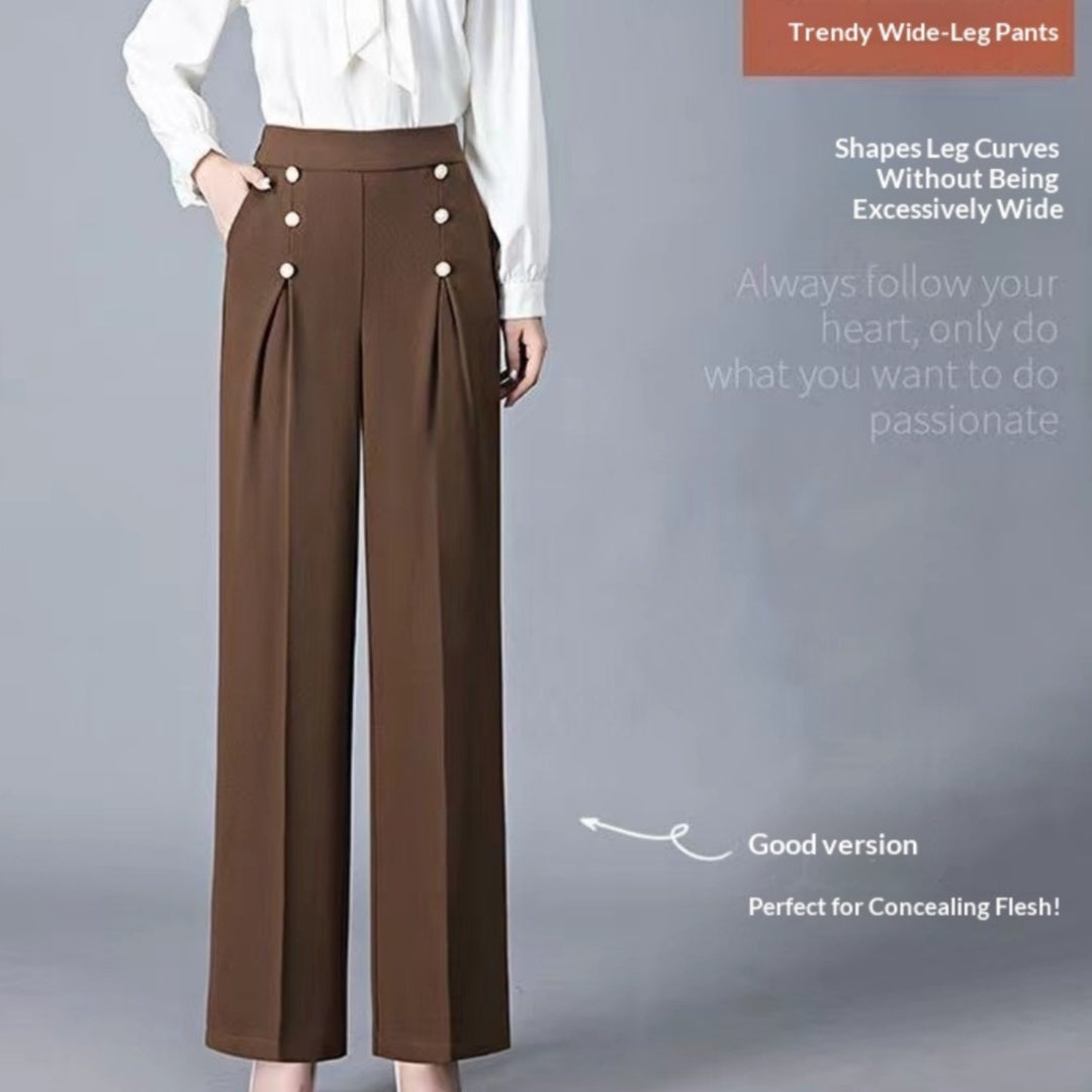 Women's Casual High-Waisted Loose-Fit Wide-Leg Pants With A Flowy Drape - Eve & Kith