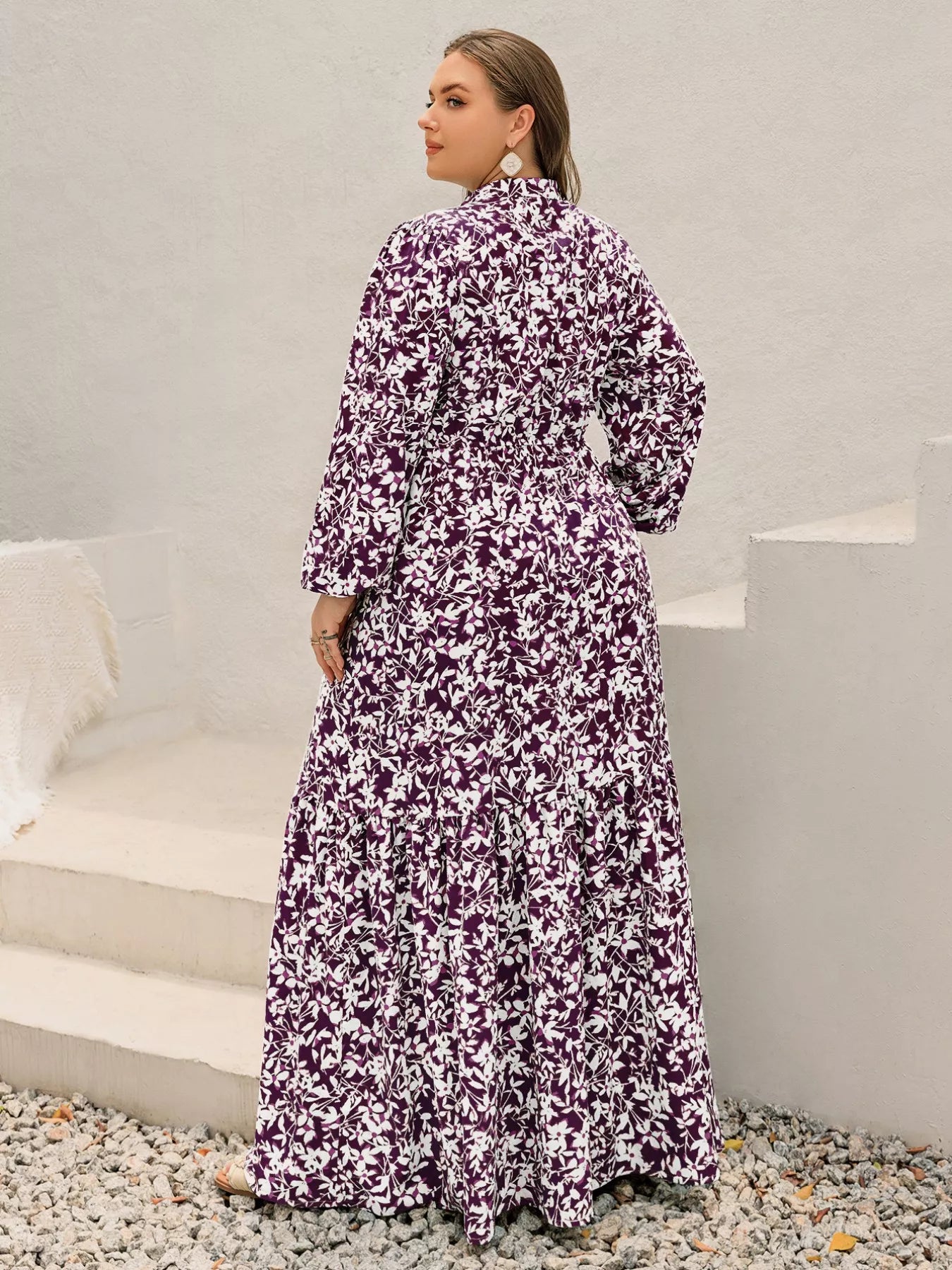 Plus Size Floral Maxi Dress with Long Sleeves - Eve & Kith