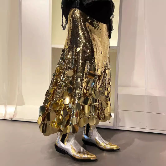 Spring New Party Fashion Plus Size Gongda Sequins Glitter Skirt - Eve & Kith