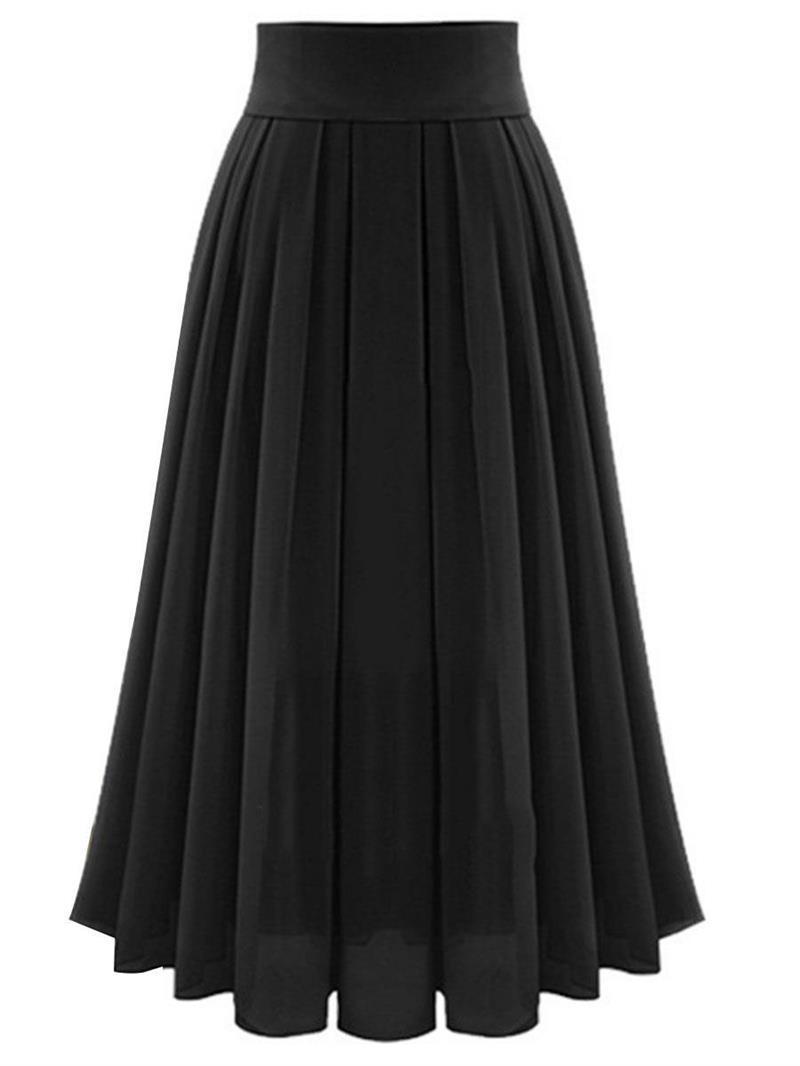 Solid Color High Waist Skirt For Women - Eve & Kith