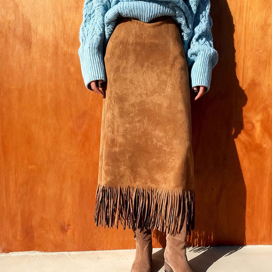 Women's Elegant A-Line Fringe Hem Skirt Versatile Solid Color Pencil Skirt For Daily To Party Wear - Eve & Kith