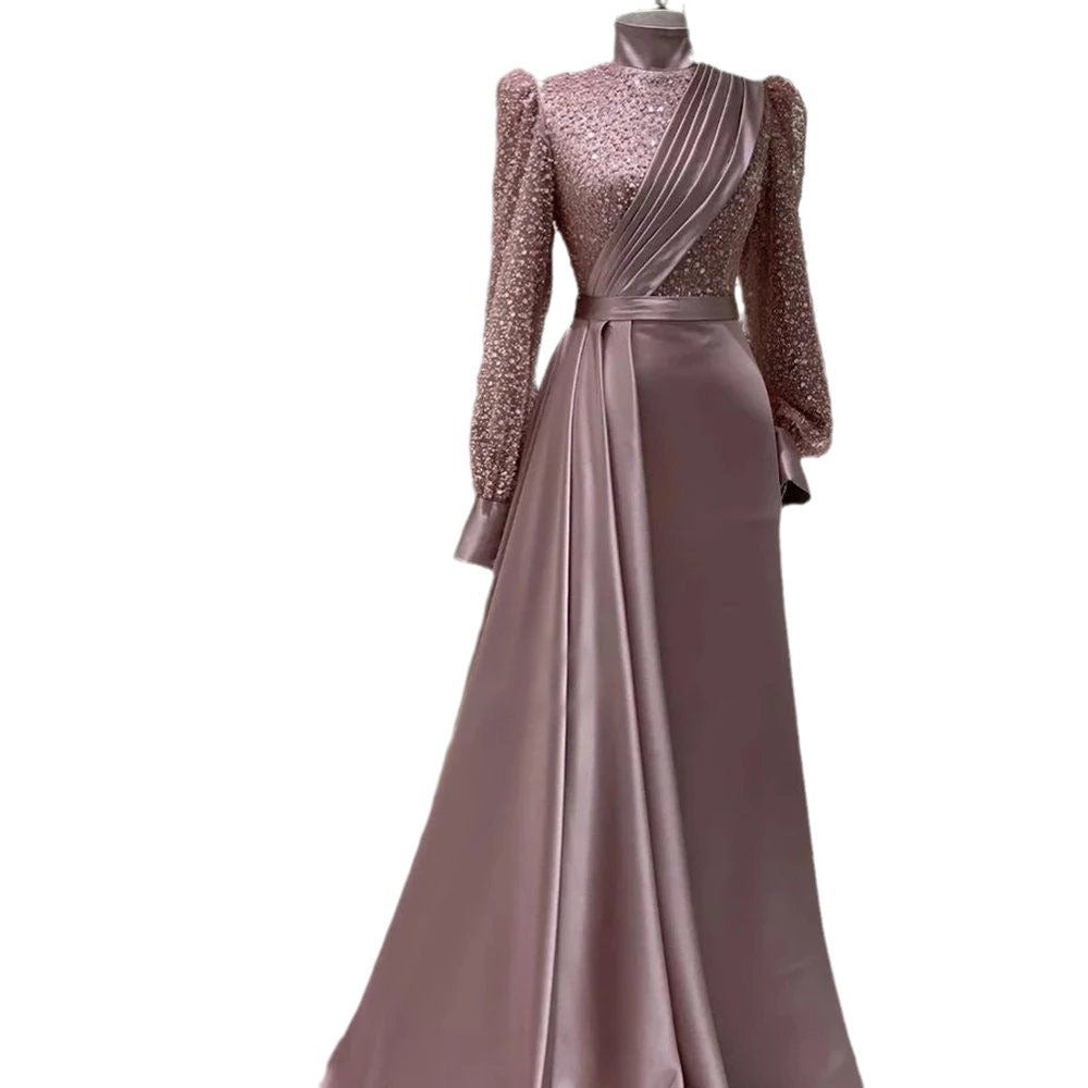 Stand Collar All-inclusive Long Sleeve Detachable Evening Dress Elegant Elegant Two-piece Suit - Eve & Kith