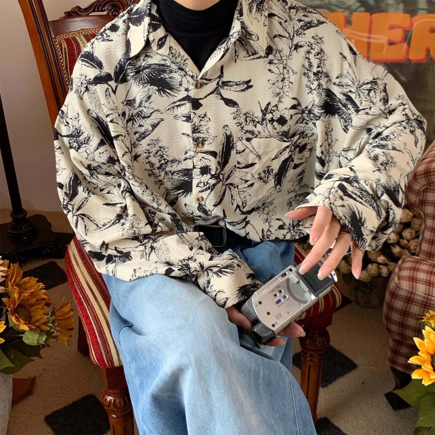 Autumn Vintage Printed Long Sleeved Shirt - Eve & Kith