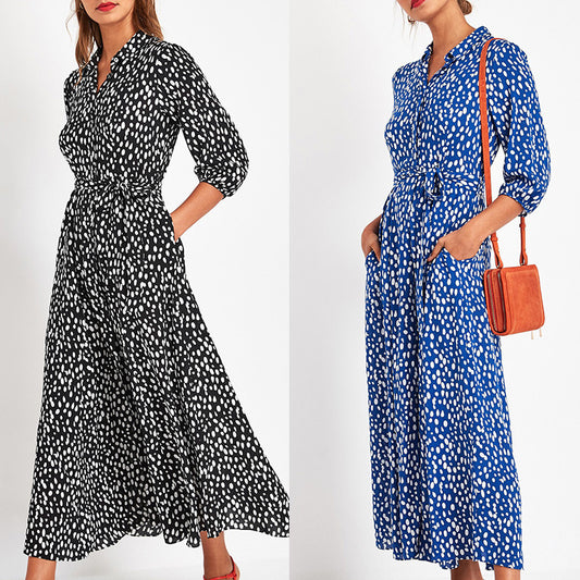 Polka dot print lace-up pocket dress - Eve & Kith