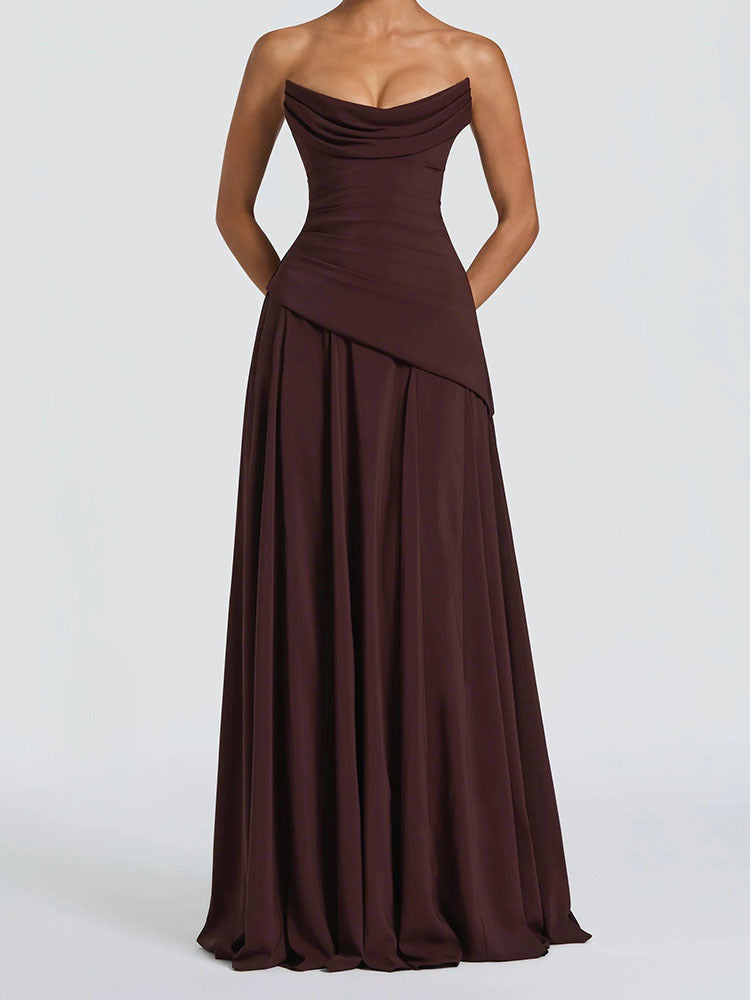 Womens Slim-Fit, Fashionable New Ruched Tube Dress