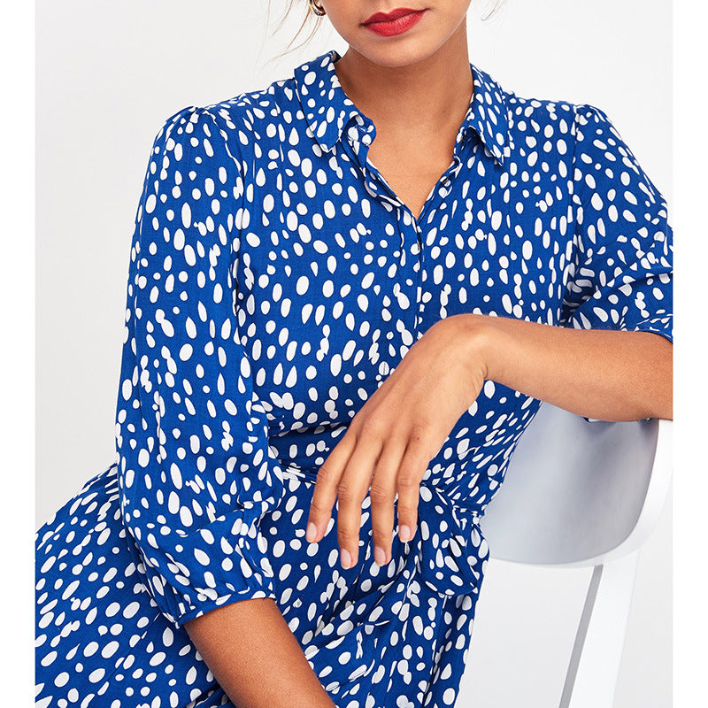Polka dot print lace-up pocket dress - Eve & Kith
