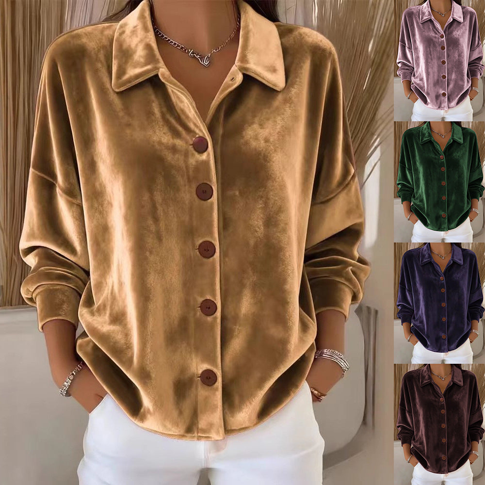Womens Multi-Color Velvet Cardigan With Long Sleeves For Casual Wear - Eve & Kith