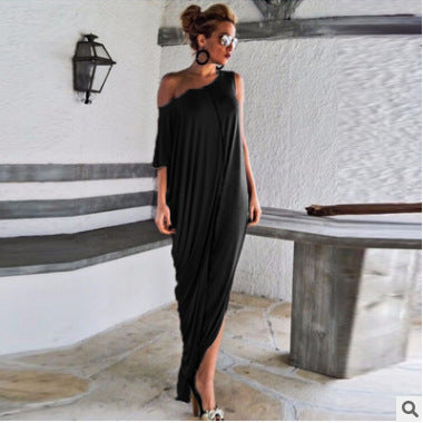 Maxi Round Neck Short Sleeve Loose Dress