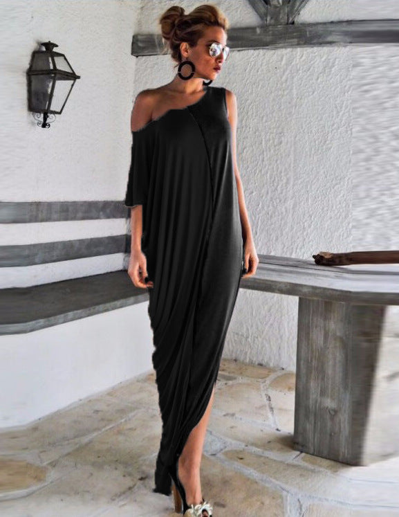 Maxi Round Neck Short Sleeve Loose Dress
