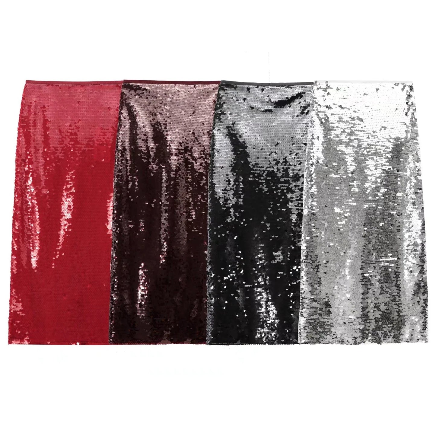 Women's Solid Color Party Shiny High Waist Sequined Skirt - Eve & Kith