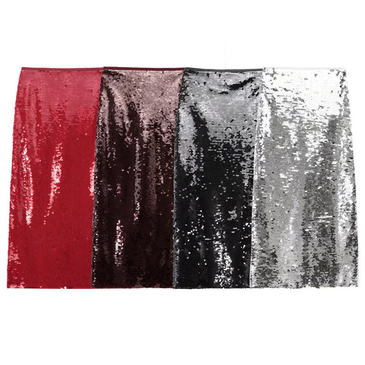 Women's Solid Color Party Shiny High Waist Sequined Skirt - Eve & Kith
