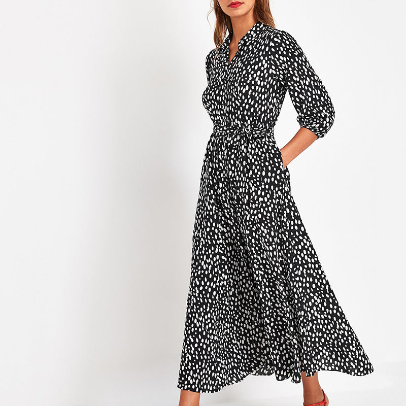 Polka dot print lace-up pocket dress - Eve & Kith