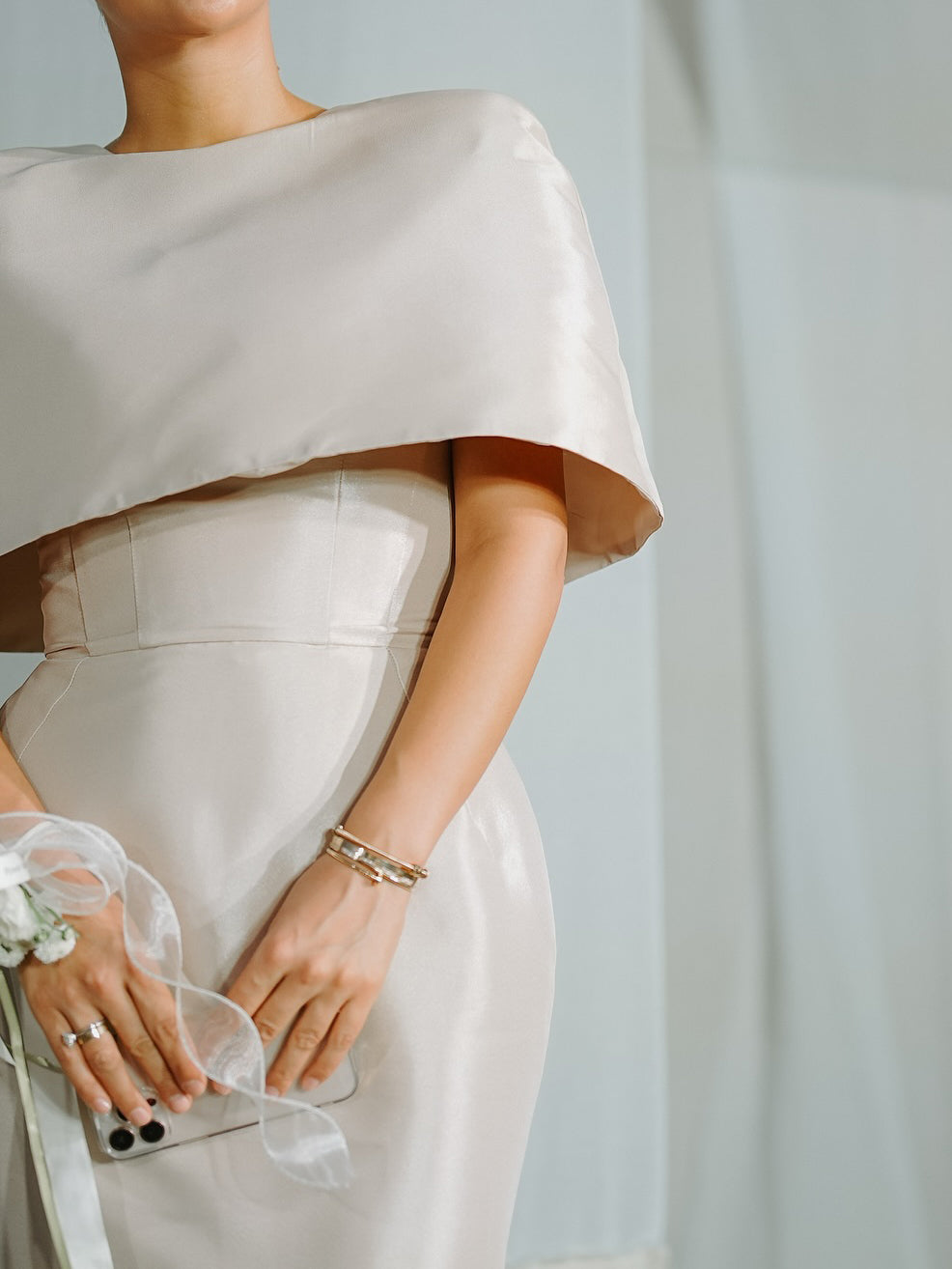 Satin Cape-style Top &Fitted Maxi Dress Set - Eve & Kith