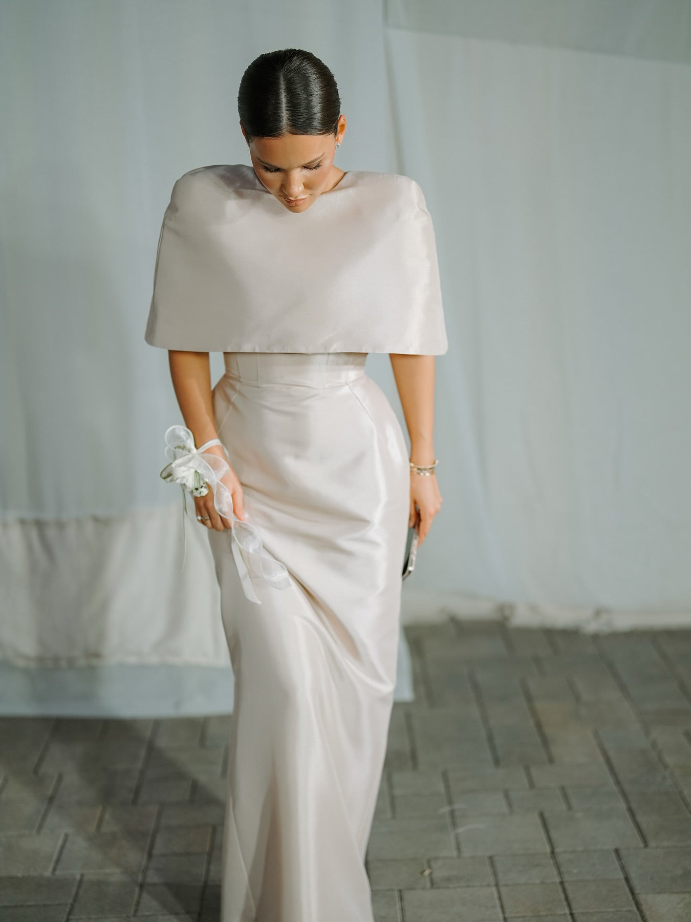 Satin Cape-style Top &Fitted Maxi Dress Set - Eve & Kith