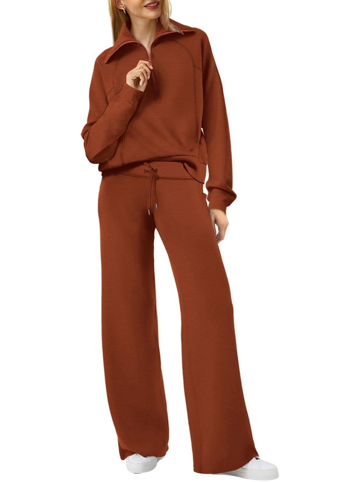 Long Sleeve Sweatshirt & Wide Leg Pants Set