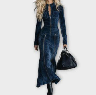 Womens Slim-Fit Vintage French-Style Dress - Eve & Kith