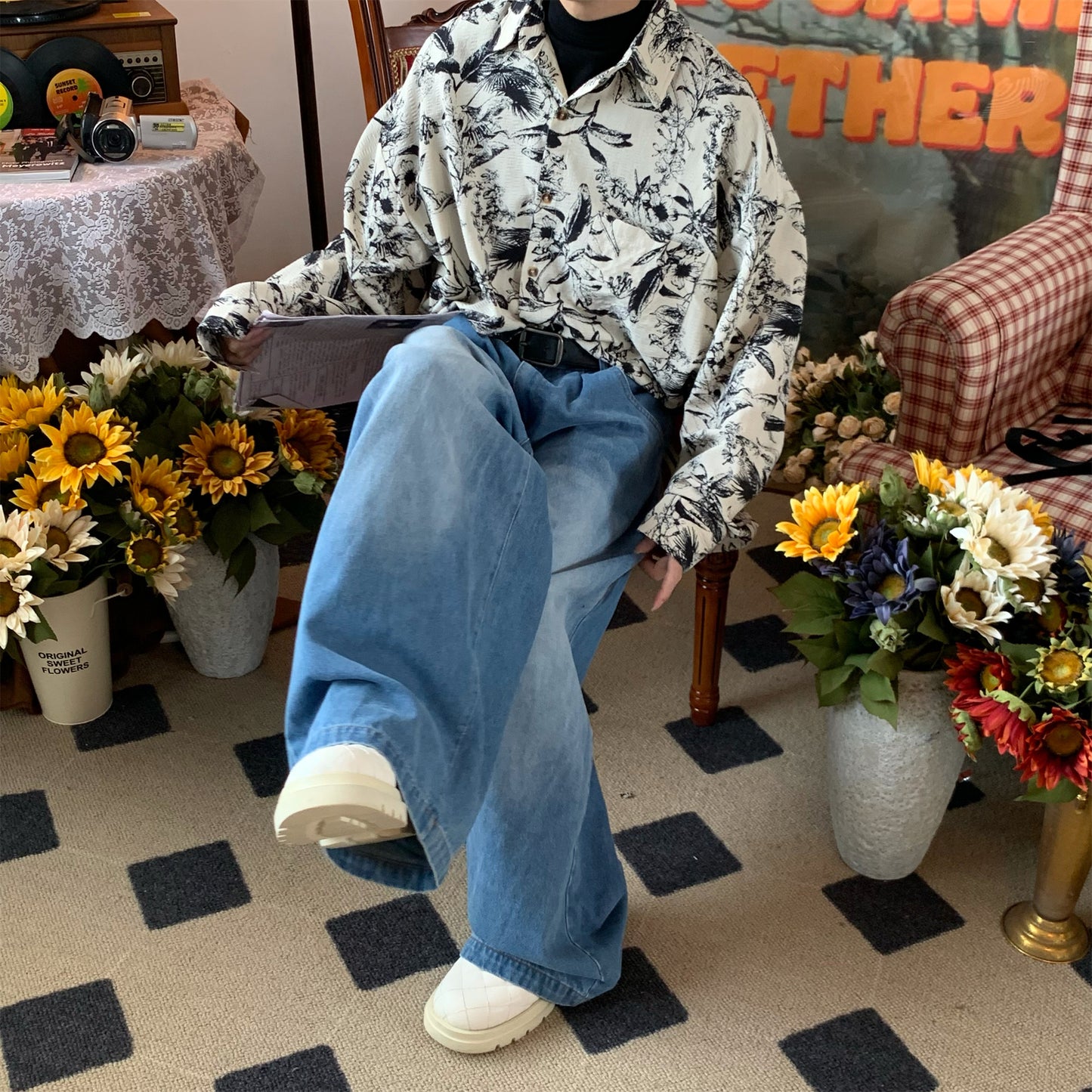 Autumn Vintage Printed Long Sleeved Shirt - Eve & Kith