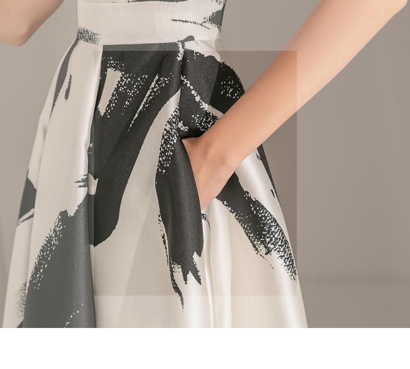 Ink Art Printed Round Neck Sleeveless High Waist Dress - Eve & Kith