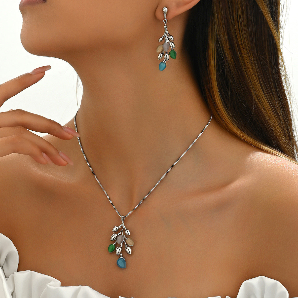 Women's Earrings Necklace Jewelry Suit Wheat - Eve & Kith