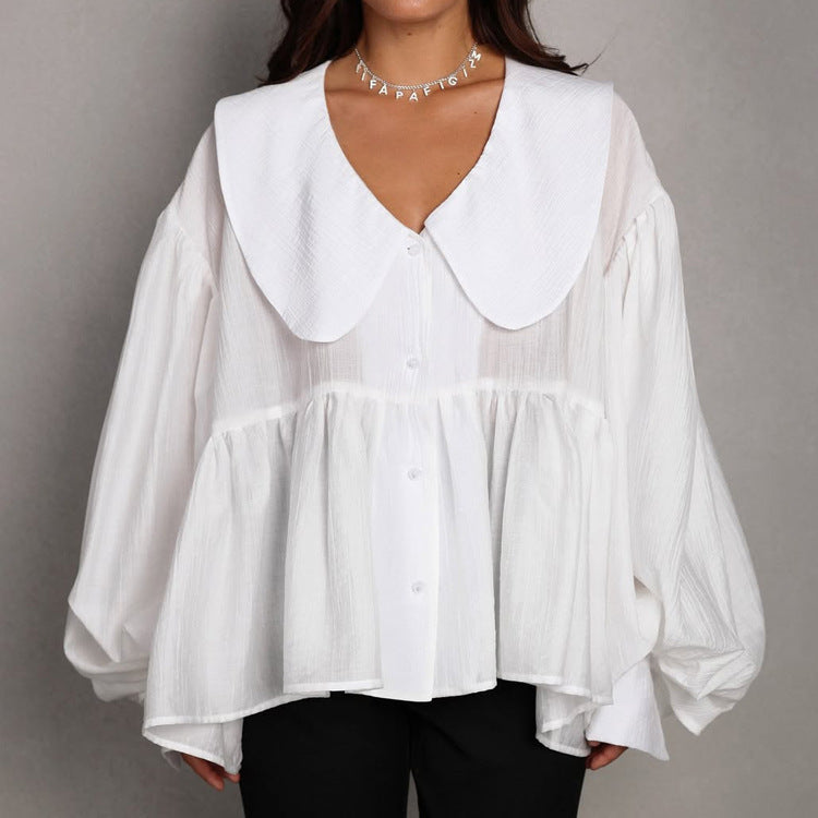 Puff-sleeve Ruffled Long-sleeve Shirt - Eve & Kith