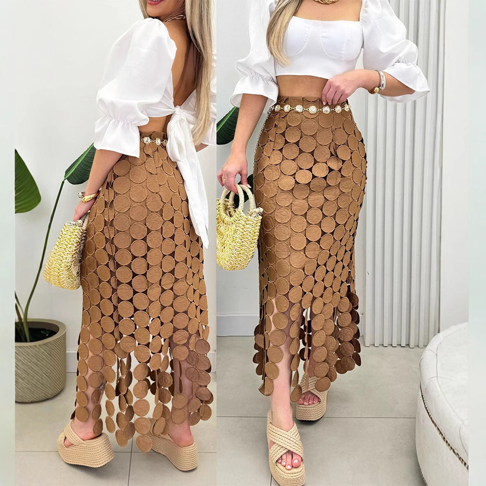 Women's Embroidered Tassel Commuter Pencil Skirt - Eve & Kith
