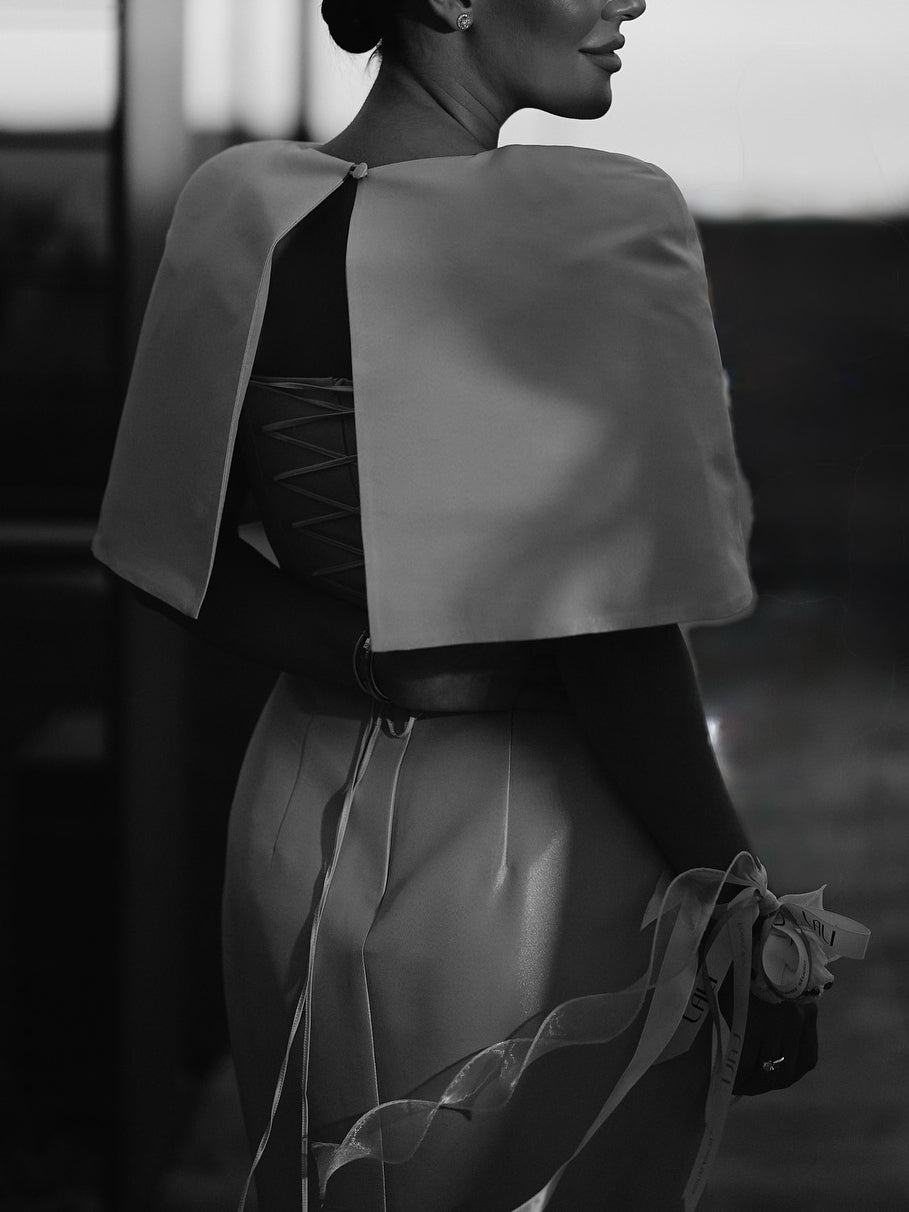 Satin Cape-style Top &Fitted Maxi Dress Set - Eve & Kith