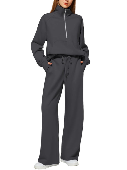 Long Sleeve Sweatshirt & Wide Leg Pants Set