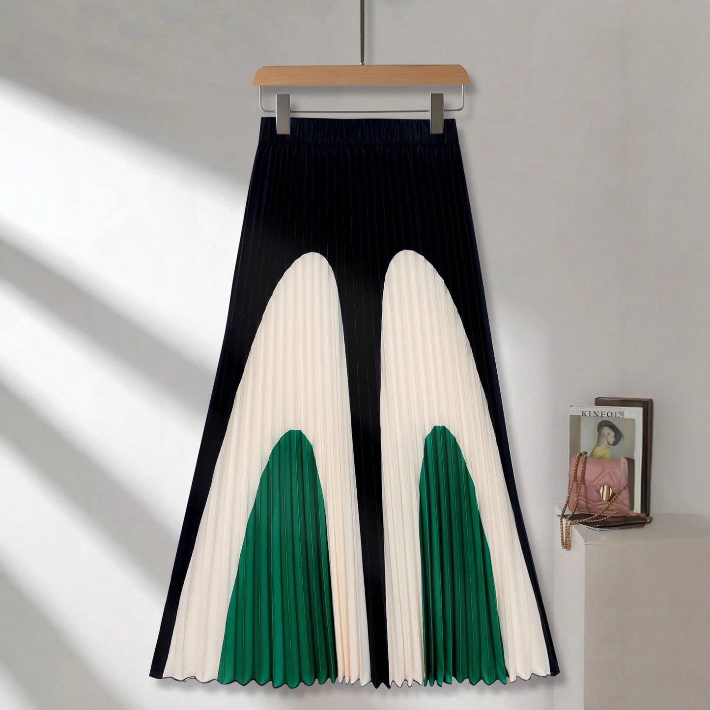 Women's Fashion Patchwork Color Block High Waist Skirt