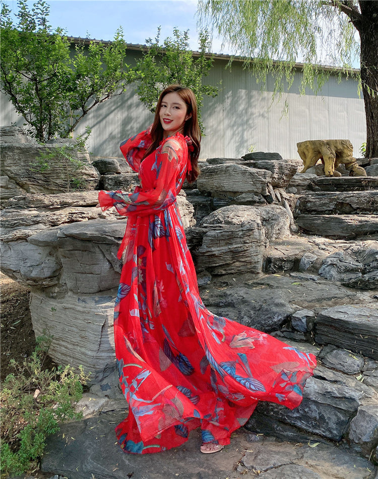 Chiffon Travel Photo Vacation Long Large Hem Dress - Eve & Kith