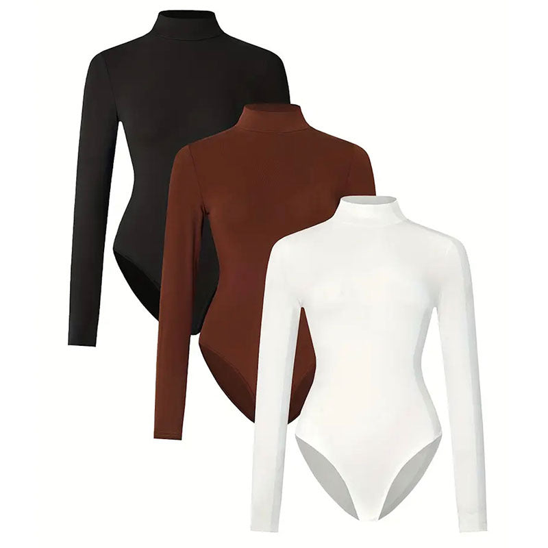 Solid-color Form Fitting Long Sleeve Yoga Bodysuit - Eve & Kith