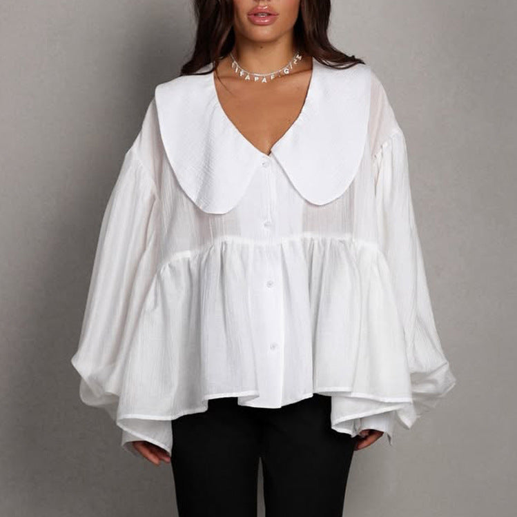 Puff-sleeve Ruffled Long-sleeve Shirt - Eve & Kith