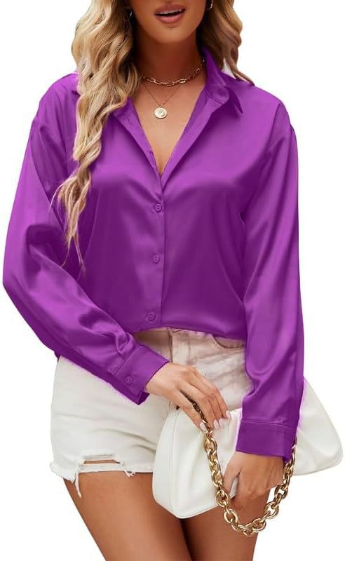 Loose-fit Faux-silk Long-sleeve Satin Top - Eve & Kith