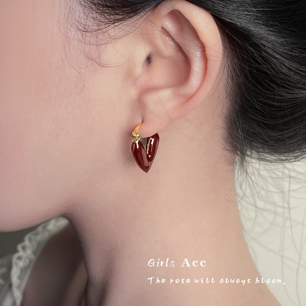 Ankola Red Oil-drop Earrings Feminine And Vintage Style - Eve & Kith