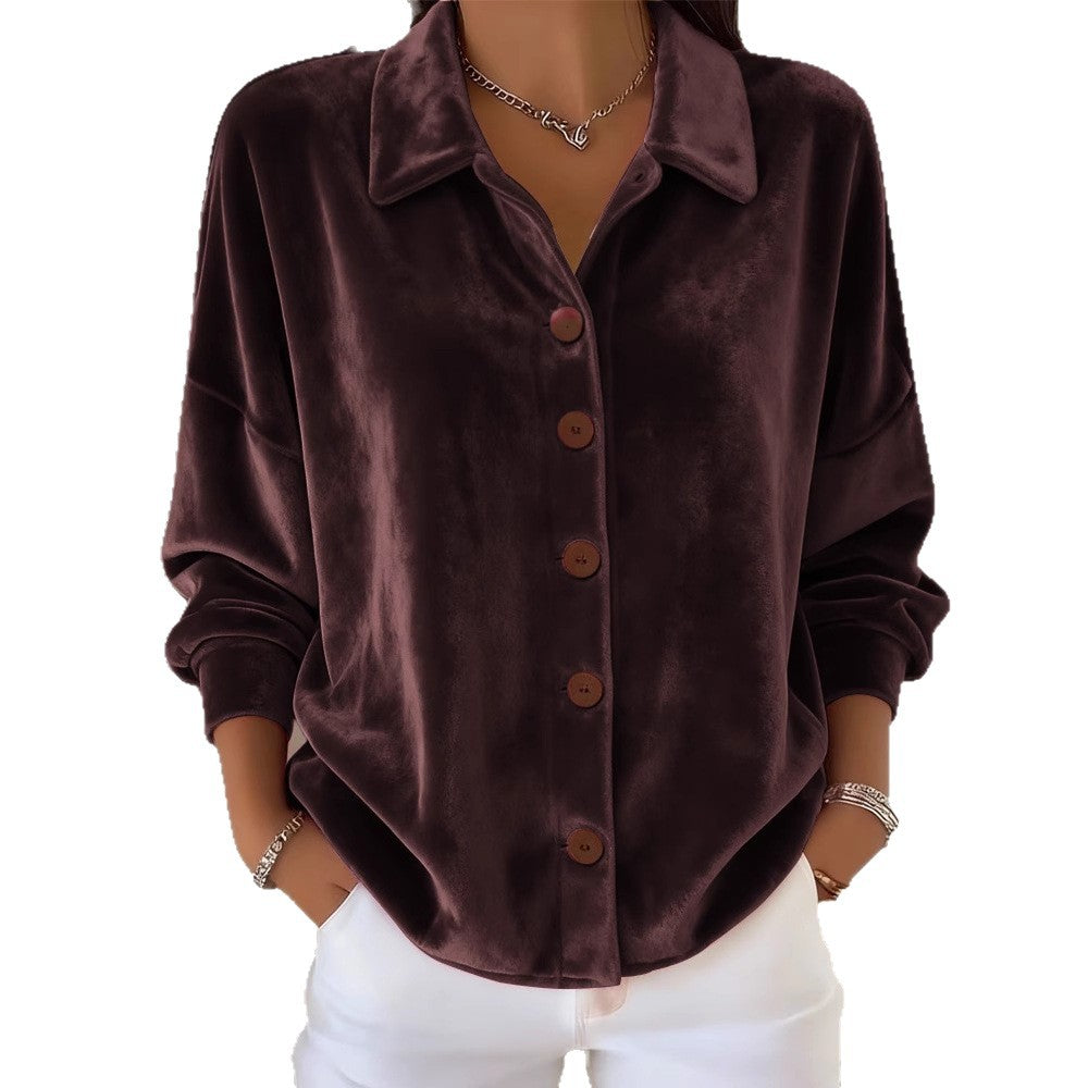 Womens Multi-Color Velvet Cardigan With Long Sleeves For Casual Wear - Eve & Kith