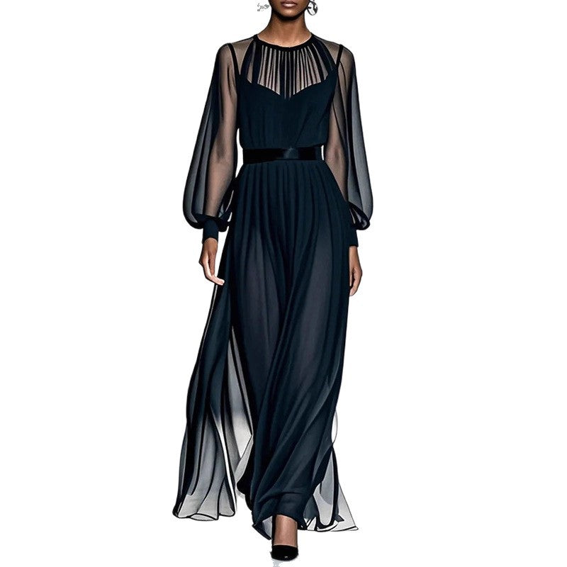 Sophisticated Black Two-piece Mesh Dress With A Cinched Waist - Eve & Kith