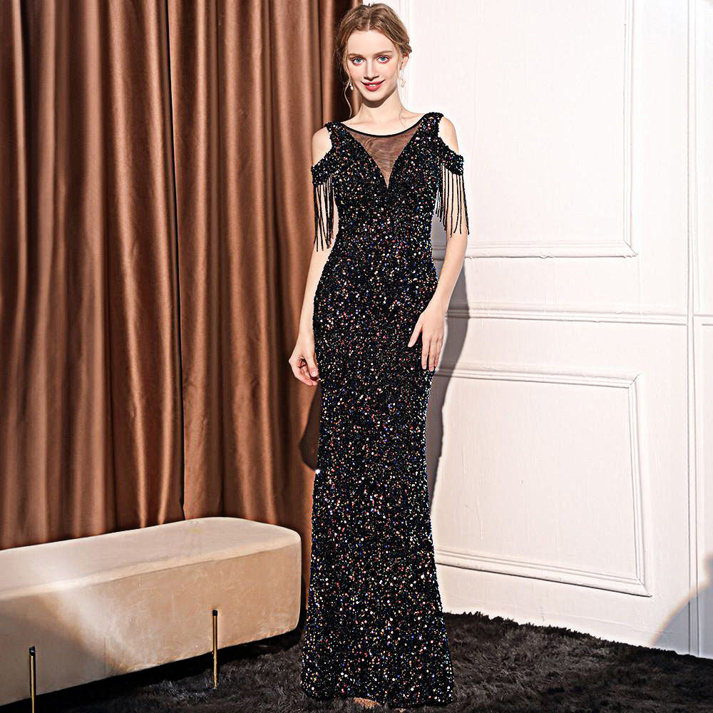 Sequin Long Slim Slimming Fishtail Dress - Eve & Kith