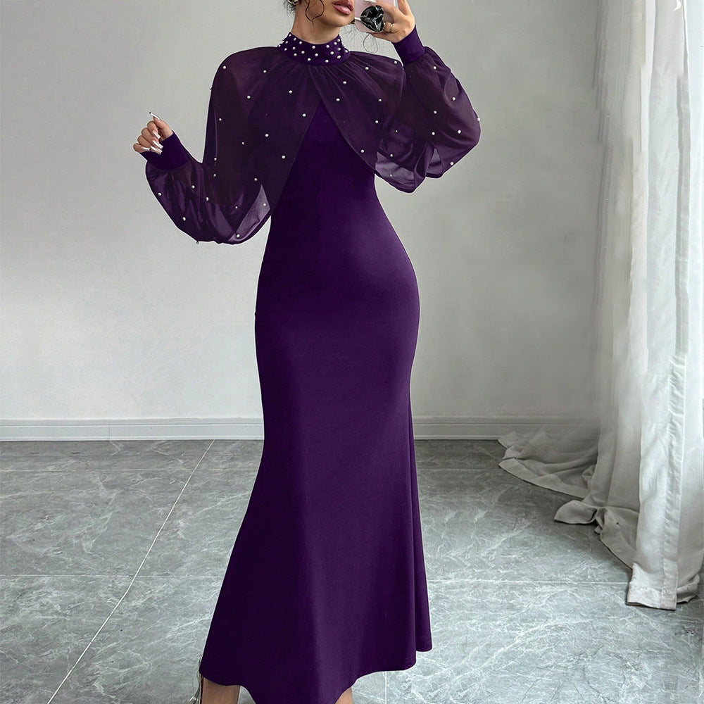 Womens Solid-Color Fashionable Patchwork Bodycon Dress