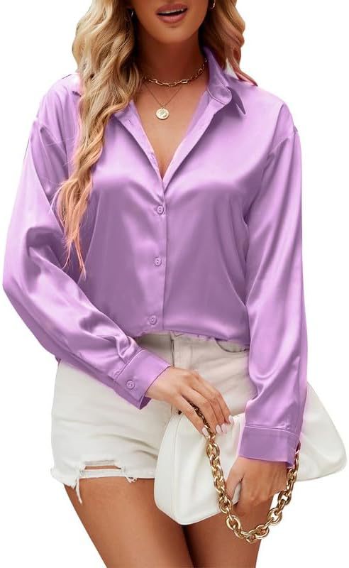 Loose-fit Faux-silk Long-sleeve Satin Top - Eve & Kith