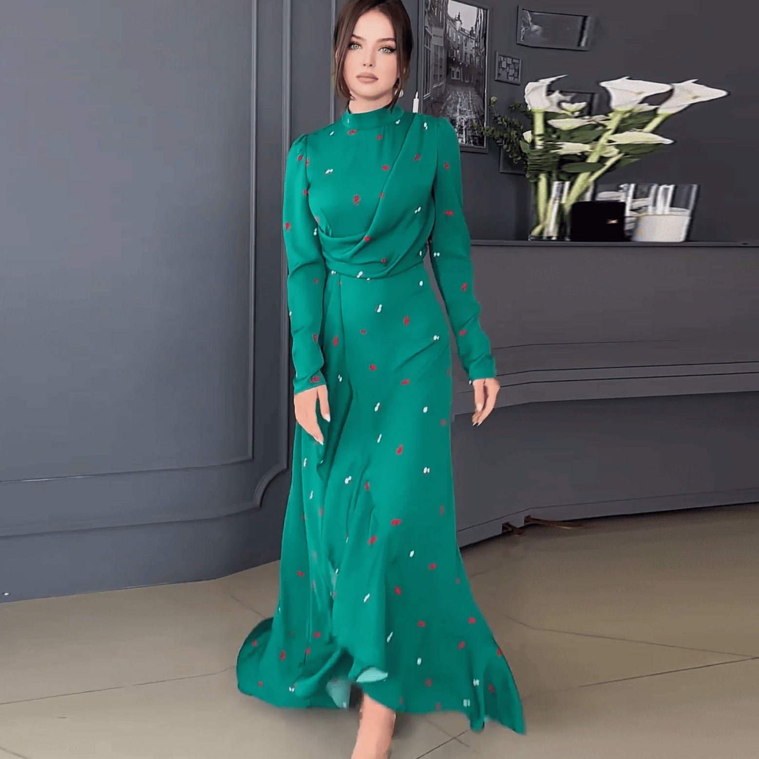 Women's Fashion Long Sleeve Slim Dress - Eve & Kith