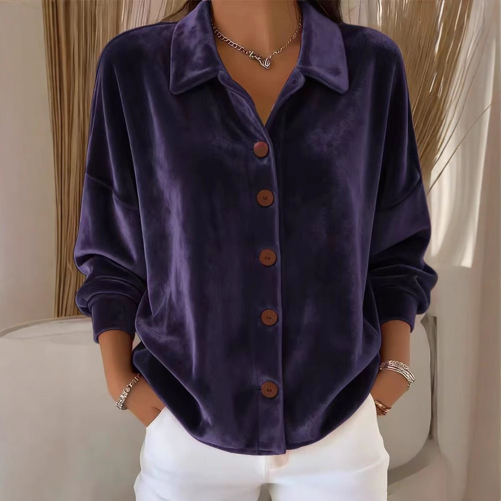Womens Multi-Color Velvet Cardigan With Long Sleeves For Casual Wear - Eve & Kith