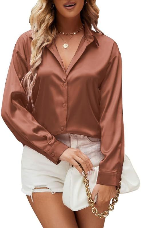Loose-fit Faux-silk Long-sleeve Satin Top - Eve & Kith