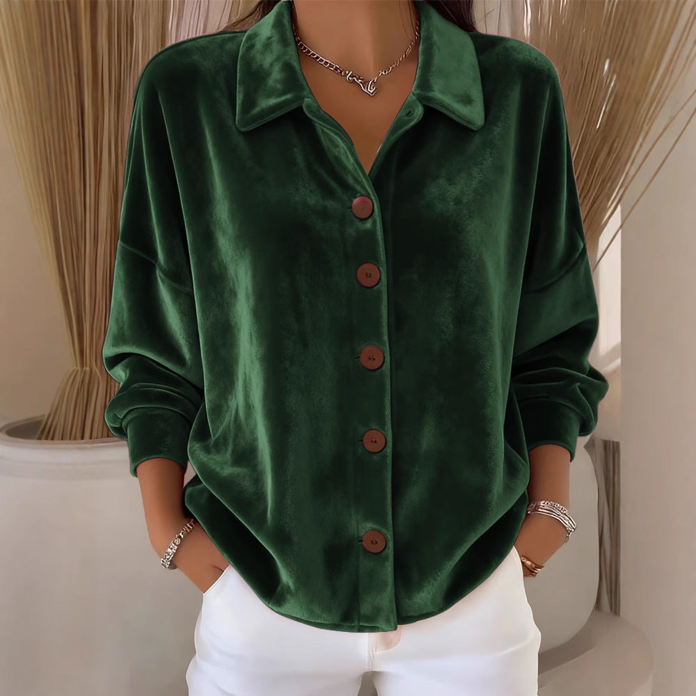 Womens Multi-Color Velvet Cardigan With Long Sleeves For Casual Wear - Eve & Kith